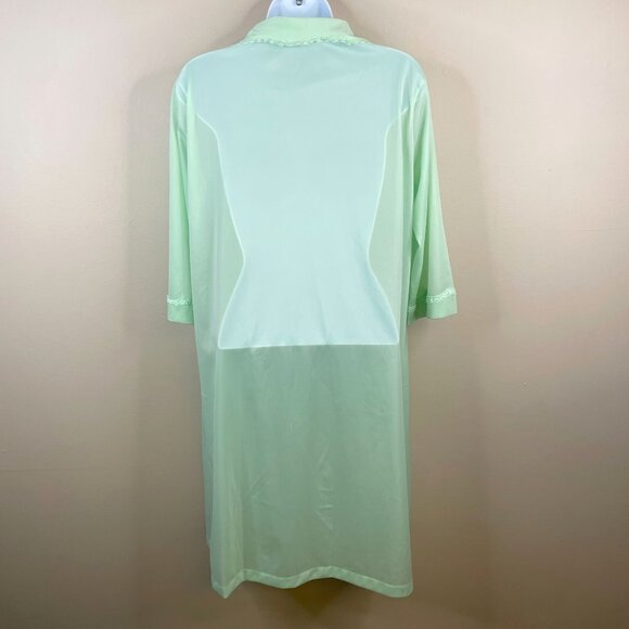 Vintage Womens Robe Housecoat Button Up Size M Lace Trim Chiffon Rockabilly - Picture 2 of 14